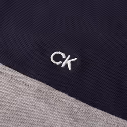 Calvin Klein Mens 2022 Colour Block Lightweight Breathable Golf Polo Shirt - XL, Navy/Silver Marl