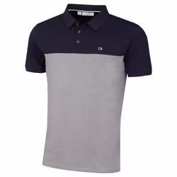 Calvin Klein Mens 2022 Colour Block Lightweight Breathable Golf Polo Shirt - 2XL, Navy/Silver Marl