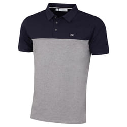 Calvin Klein Mens 2022 Colour Block Lightweight Breathable Golf Polo Shirt - 2XL, Navy/Silver Marl