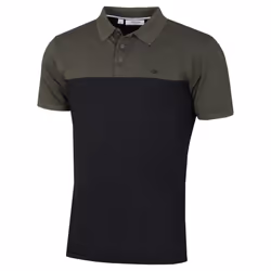 Calvin Klein Mens 2022 Colour Block Lightweight Breathable Golf Polo Shirt - 2XL, Olive Marl/Black