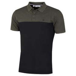 Calvin Klein Mens 2022 Colour Block Lightweight Breathable Golf Polo Shirt - 2XL, Olive Marl/Black