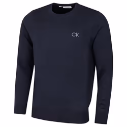 Calvin Klein Mens 2021 Round Neck Tour Durable Soft Touch Comfort Golf Sweater - 2XL, Navy Marl
