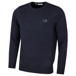 Calvin Klein Mens 2021 Round Neck Tour Durable Soft Touch Comfort Golf Sweater - 2XL, Navy Marl