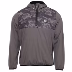 DKNY Mens Swift Hybrid Water Resistant Half Zip Hooded Windbreaker Jacket - M, Charcoal Marl
