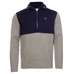 Calvin Klein Mens 2022 Yosemite Hooded Merino Blend Breathable Golf Sweater - M, Grey Marl