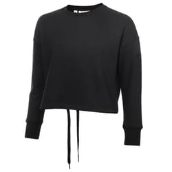 Calvin Klein Womens 2022 Salon Crew Neck Soft Feel Comfort Cropped Sweater - L, Black