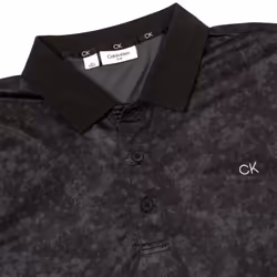 Calvin Klein Mens 2023 Tie Dye Print Sustainable Lightweight Golf Polo Shirt - L, Black