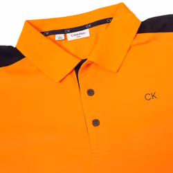 Calvin Klein Mens 2023 Miles Moisture Wicking Sustainable Golf Polo Shirt - S, Orange