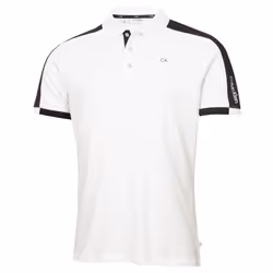 Calvin Klein Mens 2023 Miles Moisture Wicking Sustainable Golf Polo Shirt - S, White/Black