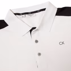 Calvin Klein Mens 2023 Miles Moisture Wicking Sustainable Golf Polo Shirt - S, White/Black