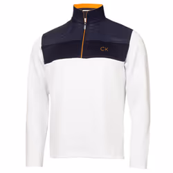 Calvin Klein Mens Danvers 1/4 Zip Stretch Insulated Golf Sweater - S, White/Navy
