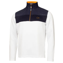 Calvin Klein Mens Danvers 1/4 Zip Stretch Insulated Golf Sweater - S, White/Navy