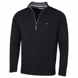Calvin Klein Mens 2023 Knit Cotton 1/2 Zip Golf CK Top Sweater - XXXXXL, Black Sport