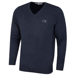Calvin Klein Mens 2022 V-Neck Tour Durable Comfort Golf Sweater - L, Navy Marl