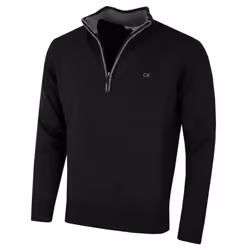 Calvin Klein Mens 2023 Knit Cotton 1/2 Zip Golf CK Top Sweater - XXXXXL, Black
