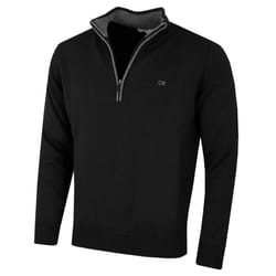 Calvin Klein Mens 2023 Knit Cotton 1/2 Zip Golf CK Top Sweater - XXXXXL, Black