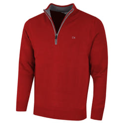 Calvin Klein Mens 2023 Knit Cotton 1/2 Zip Golf CK Top Sweater - XXXXXL, Burgundy