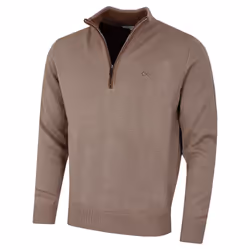 Calvin Klein Mens 2023 Knit Cotton 1/2 Zip Golf CK Top Sweater - XXXXXL, Mocha