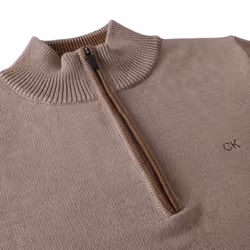 Calvin Klein Mens 2023 Knit Cotton 1/2 Zip Golf CK Top Sweater - XXXXXL, Mocha