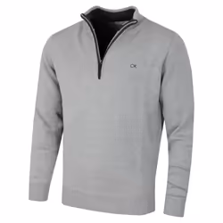 Calvin Klein Mens 2023 Knit Cotton 1/2 Zip Golf CK Top Sweater - XXXXXL, Silver