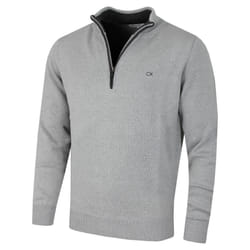 Calvin Klein Mens 2023 Knit Cotton 1/2 Zip Golf CK Top Sweater - XXXXXL, Silver