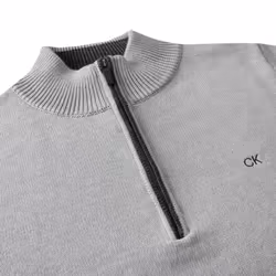 Calvin Klein Mens 2023 Knit Cotton 1/2 Zip Golf CK Top Sweater - XXXXXL, Silver