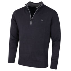 Calvin Klein Mens 2023 Knit Cotton 1/2 Zip Golf CK Top Sweater - XXL, Navy Marl
