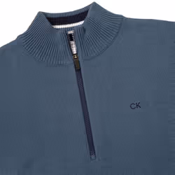 Calvin Klein Mens 2023 Knit Cotton 1/2 Zip Golf CK Top Sweater - L, Denim Sport