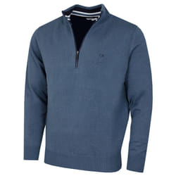 Calvin Klein Mens 2023 Knit Cotton 1/2 Zip Golf CK Top Sweater - M, Denim Sport