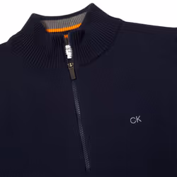 Calvin Klein Mens 2023 Knit Cotton 1/2 Zip Golf CK Top Sweater - XXXXL, Navy/Orange