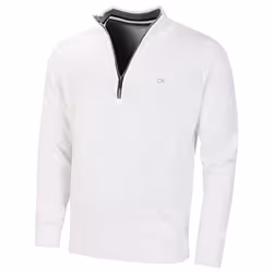 Calvin Klein Mens 2023 Knit Cotton 1/2 Zip Golf CK Top Sweater - XL, White Sport