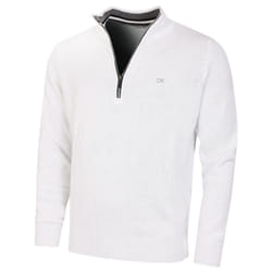 Calvin Klein Mens 2023 Knit Cotton 1/2 Zip Golf CK Top Sweater - XXXXXL, White Sport