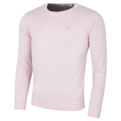 Calvin Klein Mens 2022 Crew Neck Cotton Breathable Golf Sweater - L, Pink