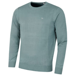 Calvin Klein Mens 2022 Crew Neck Cotton Breathable Golf Sweater - 4XL, Sage