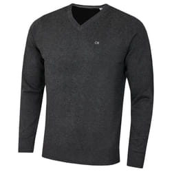 Calvin Klein Mens 2022 V-Neck Soft Cotton Easy Care Golf Sweater - 3XL, Charcoal