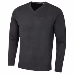 Calvin Klein Mens 2022 V-Neck Soft Cotton Easy Care Golf Sweater - 4XL, Charcoal