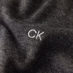 Calvin Klein Mens 2022 V-Neck Soft Cotton Easy Care Golf Sweater - 4XL, Charcoal