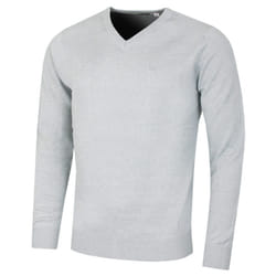 Calvin Klein Mens 2022 V-Neck Soft Cotton Easy Care Golf Sweater - L, Light Blue Marl
