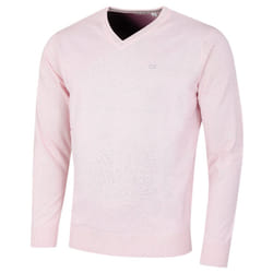 Calvin Klein Mens 2022 V-Neck Soft Cotton Easy Care Golf Sweater - M, Pink