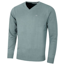 Calvin Klein Mens 2022 V-Neck Soft Cotton Easy Care Golf Sweater - 4XL, Sage