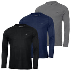 Calvin Klein Mens 2022 Assorted Long Sleeve 3 Pack Breathable Wicking T-Shirt - M, Black/Navy/Silver