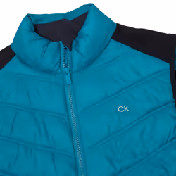 Calvin Klein Mens Frontera Moisture Wicking Full Zip Hybrid Golf Gilet - M, Caribbean