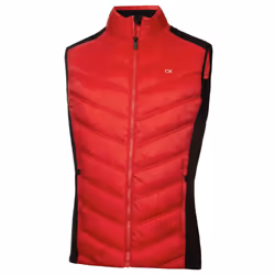 Calvin Klein Mens Frontera Moisture Wicking Full Zip Hybrid Golf Gilet - S, Red