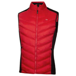 Calvin Klein Mens Frontera Moisture Wicking Full Zip Hybrid Golf Gilet - S, Red