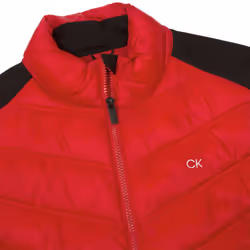 Calvin Klein Mens Frontera Moisture Wicking Full Zip Hybrid Golf Gilet - S, Red