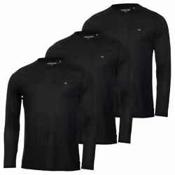 Calvin Klein Mens Assorted Long Sleeve 3 Pack Breathable Wicking T-Shirt - S, Black/Black/Black