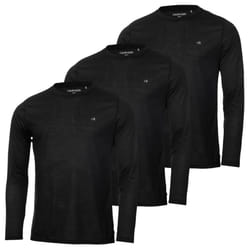 Calvin Klein Mens Assorted Long Sleeve 3 Pack Breathable Wicking T-Shirt - XXL, Black/Black/Black