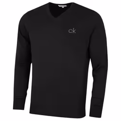 Calvin Klein Mens V-Neck Tour Durable Comfort Golf Sweater - XXXXL, Black