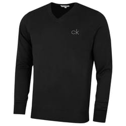 Calvin Klein Mens V-Neck Tour Durable Comfort Golf Sweater - XXXXL, Black