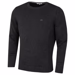 Calvin Klein Mens 2022 Knit Crew Neck Cotton CK Golf Sweater - 4XL, Charcoal Marl